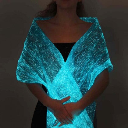 LUMISHAWL LIGHT BLUE (LUMINOUS FIBER OPTIC FABRIC SHAWL)