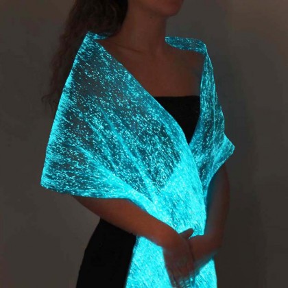 LUMISHAWL LIGHT BLUE (LUMINOUS FIBER OPTIC FABRIC SHAWL)