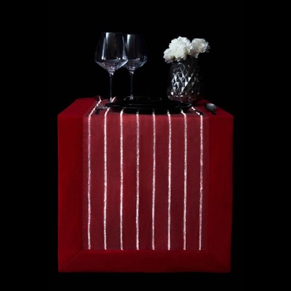TABLE RUNNER (LUMINOUS FIBER OPTIC FABRIC) - RED STRIPED