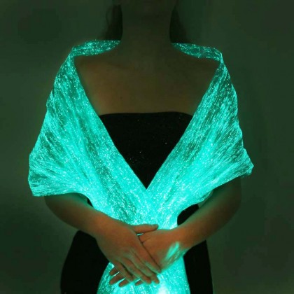 LUMISHAWL LIGHT BLUE (LUMINOUS FIBER OPTIC FABRIC SHAWL)