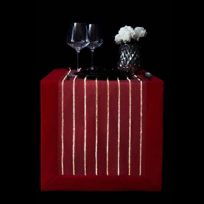 TABLE RUNNER (LUMINOUS FIBER OPTIC FABRIC) - RED STRIPED
