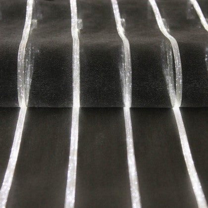 TABLE RUNNER (LUMINOUS FIBER OPTIC FABRIC) - BLACK STRIPED