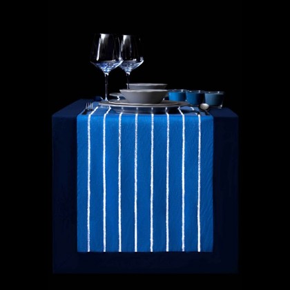 TABLE RUNNER (LUMINOUS FIBER OPTIC FABRIC) - BLUE STRIPED