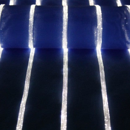 TABLE RUNNER (LUMINOUS FIBER OPTIC FABRIC) - BLUE STRIPED