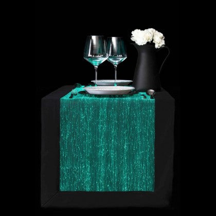 TABLE RUNNER (LUMINOUS FIBER OPTIC FABRIC) - BLACK FULLSTAR