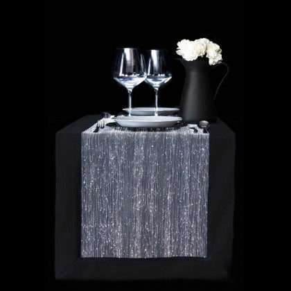 TABLE RUNNER (LUMINOUS FIBER OPTIC FABRIC) - BLACK FULLSTAR