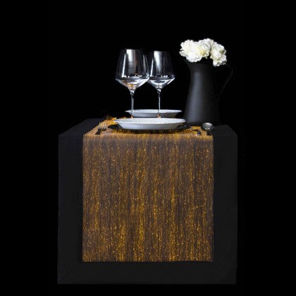 TABLE RUNNER (LUMINOUS FIBER OPTIC FABRIC) - BLACK FULLSTAR
