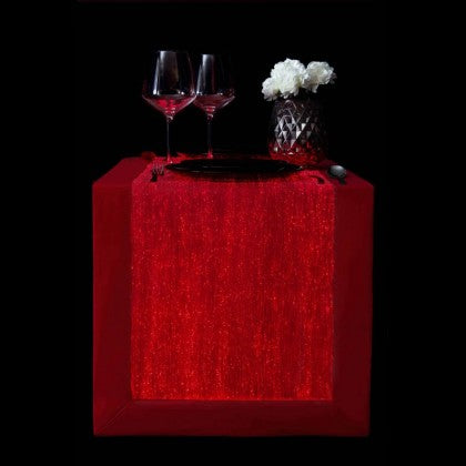 TABLE RUNNER (LUMINOUS FIBER OPTIC FABRIC) - RED FULLSTAR