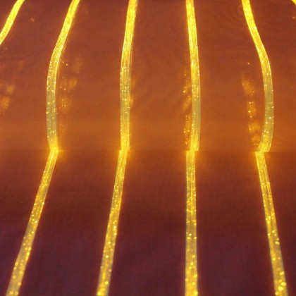 TABLE RUNNER (LUMINOUS FIBER OPTIC FABRIC) - RED STRIPED