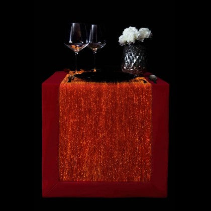 TABLE RUNNER (LUMINOUS FIBER OPTIC FABRIC) - RED FULLSTAR
