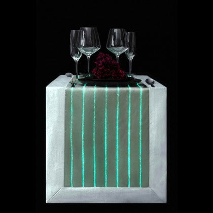 TABLE RUNNER (LUMINOUS FIBER OPTIC FABRIC) - WHITE STRIPED