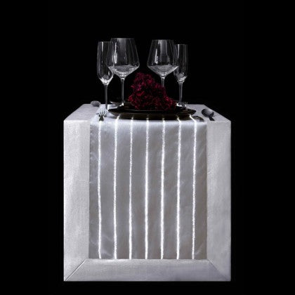 TABLE RUNNER (LUMINOUS FIBER OPTIC FABRIC) - WHITE STRIPED