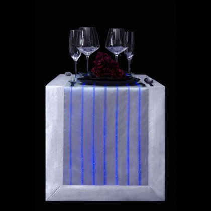TABLE RUNNER (LUMINOUS FIBER OPTIC FABRIC) - WHITE STRIPED