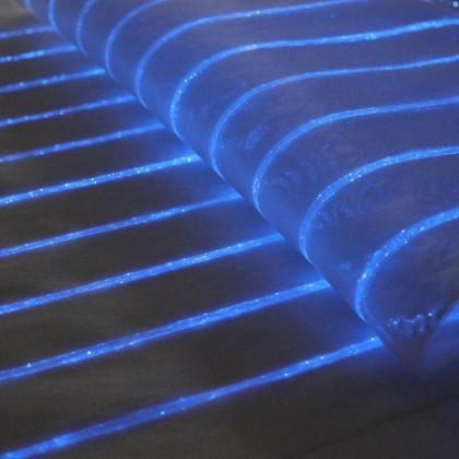 TABLE RUNNER (LUMINOUS FIBER OPTIC FABRIC) - WHITE STRIPED