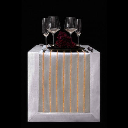 TABLE RUNNER (LUMINOUS FIBER OPTIC FABRIC) - WHITE STRIPED