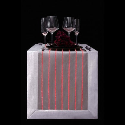TABLE RUNNER (LUMINOUS FIBER OPTIC FABRIC) - WHITE STRIPED