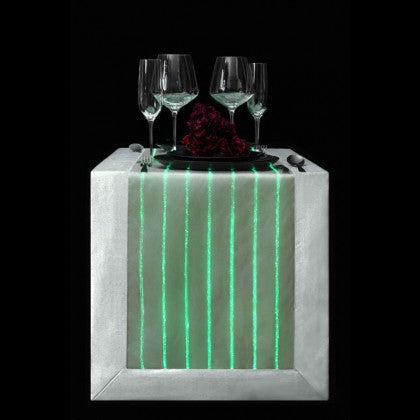 TABLE RUNNER (LUMINOUS FIBER OPTIC FABRIC) - WHITE STRIPED